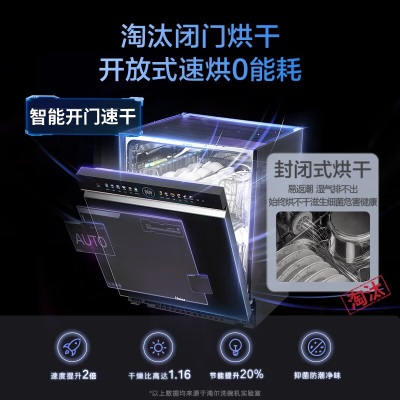 海尔（Haier）15套 晶彩系列嵌入式双面洗洗碗机W5000 智能变频 9D精洗 新一级水效 6S全维精洗 一智能开门速干 双面净洗50000pa高水压一级能效a2