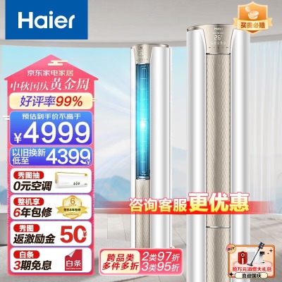 海尔（Haier）空调新一级能效变频冷暖急速制热客厅家用自清洁空调立式柜机以旧换新 2匹a2