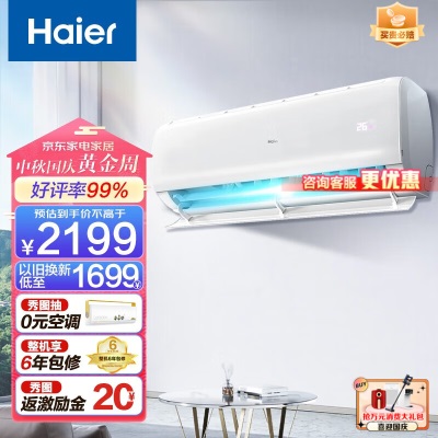 海尔（Haier）静悦空调挂机急速制热新能效直流变频冷暖自清洁壁挂式卧室空调以旧换新 大1匹a2