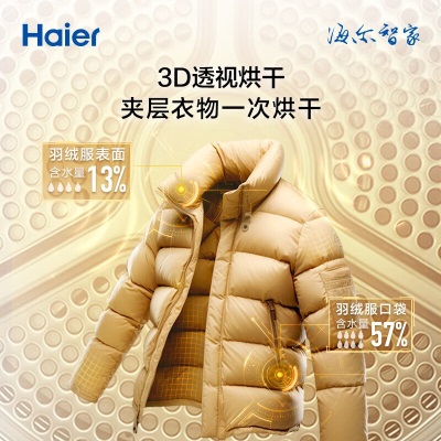 海尔（Haier）叠黛和美H2洗烘套装 超薄平嵌10公斤精华洗洗衣机双擎热泵烘干机 3D透视烘干 洗烘套装a2