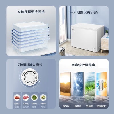 Haier/海尔冰柜家用301升商用冷柜大容量囤货冷藏柜卧式变温冷冻柜BC/BD-301GH00W0a2