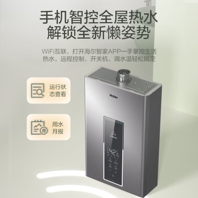 海尔（Haier）燃气热水器天然气家用强排式防冻洗浴智能变升无极变频水伺服恒温厨房节能省气多点供水a2a3