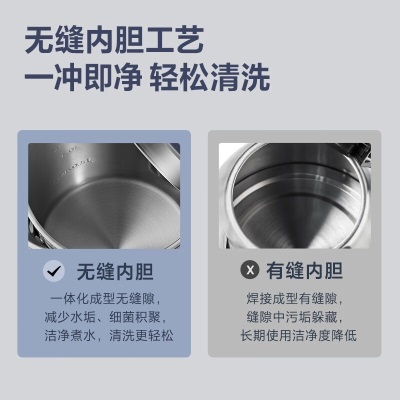 飞科（FLYCO）电热水壶食品级304不锈钢1.5L容量双层防烫暖水壶烧水壶电水壶家用大容量开水壶a10