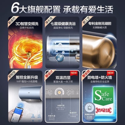 海尔（Haier）热水器电热水器电储水式热水器家用浴室3D智慧洗速热一级能效速热 【内胆免清洗】MV5a2