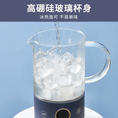 九阳（Joyoung）迷你养生壶煮茶器办公室烧水壶家用玻璃花茶壶0.6L小型便携式煮茶壶 K06F-WY500 蓝色a4