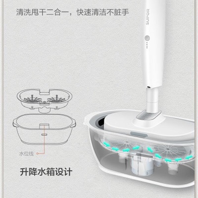 苏泊尔（SUPOR）拖把电动洗拖一体拖地机无线拖地神器擦地机家用自动免手洗洗地机电拖把 白色a7