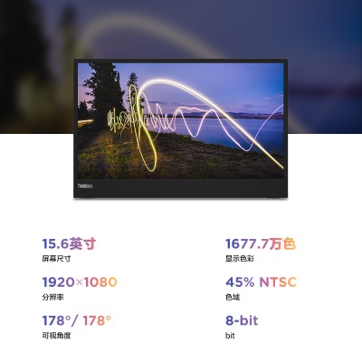 联想 ThinkVision15.6英寸IPS技术便携显示器M15 一体式折叠壁挂 手机电脑笔记本PS5 Type-Ca13