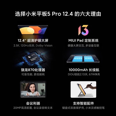 小米（MI） 小米 平板电脑5 PRO 12.4  大屏电脑办公影音娱乐学习平板电脑a11