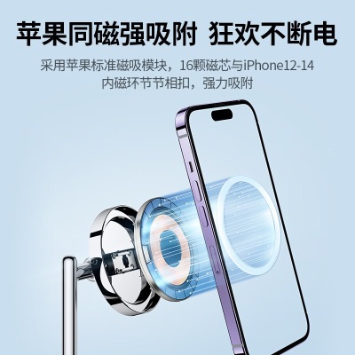 绿联MFi认证苹果三合一无线充电器MagSafe磁吸快充 适用iPhone14Apple Watch8/7手表耳机 MagSafe三合一无线充-配快充套装a22gg