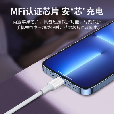 绿联 MFi认证 苹果充电器 10W快充头套装 通用iPhone14Plus/13ProMax/12/11/x/xr手机平板usb插头 5V/2.1A苹果认证线充套装a22gg