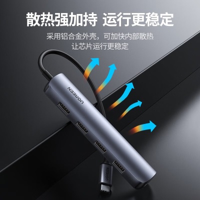 绿联 Type-C扩展坞USB-C转HDMI雷电3转换器分线器拓展坞适用苹果Mac华为笔记本ipad 5合1【HDMI+USB3.0*4】a22gg