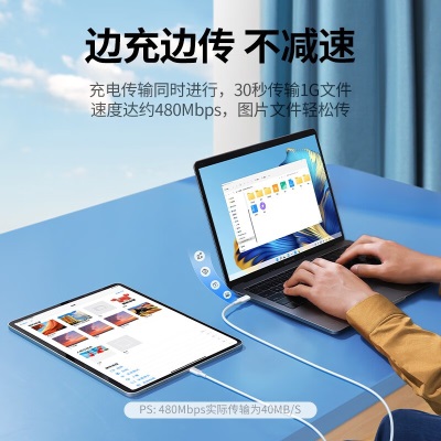 绿联 双头Type-C数据线 PD60W快充线短线 适用华为小米手机iPadAir5 IPhone15Pro 笔记本电脑充电宝线a22gg