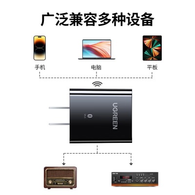 绿联 蓝牙接收器5.0适配器转音箱响aux 接老式功放耳机无损立体声无线转接台式电脑笔记本音频发射器 草绿色a22gg