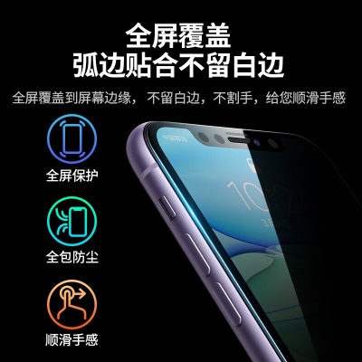 绿联  苹果11防窥钢化膜 通用iphone11Pro听筒防尘保护膜苹果XR防摔防偷窥手机贴膜a22gg