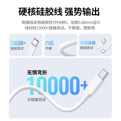 绿联双头Type-c数据线PD100W快充c to c适用苹果15充电线IPhone15/ProMax/iPad/Macbook华为手机笔记本 【100W】C toa22gg