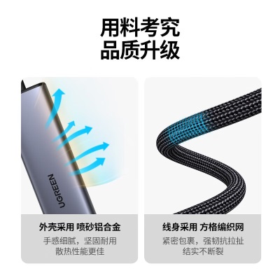 绿联 Type-c扩展坞USB3.0分线器HUB集线器拓展坞适用苹果Mac华为笔记本iPad平板电脑a22gg