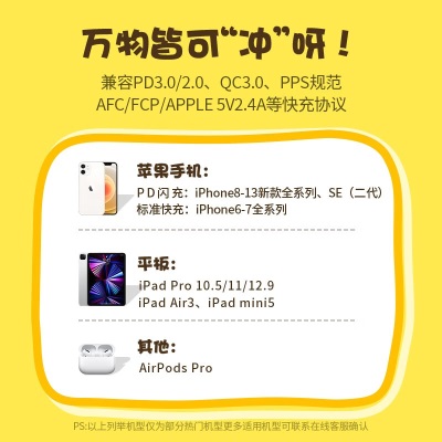 绿联（UGREEN） 一口小鸭梨联名苹果充电器PD20W快充头套装 通用iPhone14/13手机a22gg