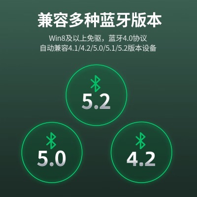 绿联 USB蓝牙适配器4.0发射器兼容5.0接收器台式机笔记本电脑接无线蓝牙鼠标键盘耳机游戏手柄 蓝牙4.0【信号稳定a22gg