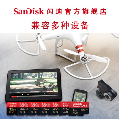 SanDisk闪迪手机内存TF卡记录仪gopro相机存储卡 4k视频单反无人机运动相机小卡 A2性能a23p