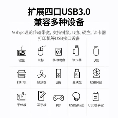 绿联USB3.0分线器高速4口7口10口拓展坞HUB集线器扩展笔记本电脑一拖多接口转换器转接头延长线a22gg