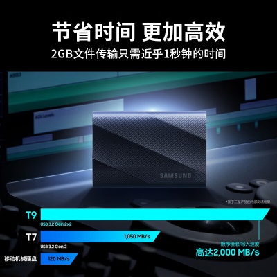 三星（SAMSUNG）4TB Type-c USB 3.2 移动固态硬盘（PSSD）T9 星空黑a25