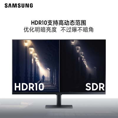 三星（SAMSUNG）27英寸 4K IPS HDR 10.7亿色  99% sRGB 可壁挂 超广视角 窄边框 S70A 电脑显示器a26