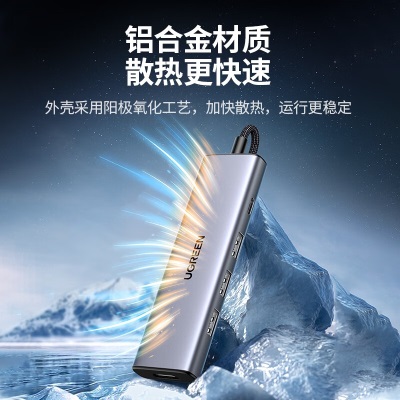 绿联 Type-C扩展坞USB-C转HDMI网口转接头拓展坞分线器适用苹果Mac华为雷电4笔记本电脑a22gg