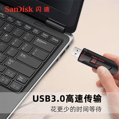 闪迪（SanDisk） U盘256G USB3.0 CZ600黑色高速读写加密保护车载手机U盘大容量 256Ga23p