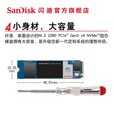 闪迪（SanDisk） 高速闪迪SSD固态硬盘M.2接口(NVMe协议)笔记本台式硬盘a23p