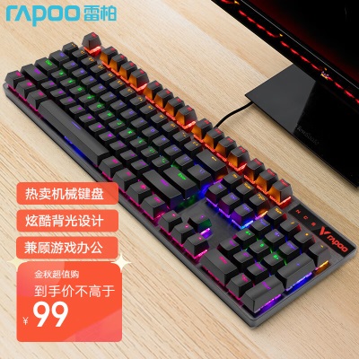 雷柏（Rapoo） V700RGB合金版 有线机械键盘 游戏办公108键RGB背光全键无冲可编程键盘 电竞吃鸡LOLa28