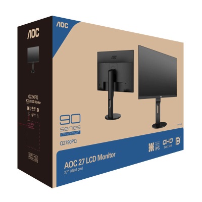 AOC 27英寸 2K IPS广视角 106%NTSC广色域 75Hz 商用办公 节能 低蓝光不闪 旋转升降液晶显示器a29