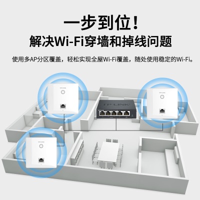 TP-LINK【全屋WiFi】1200M面板AP套装 AC组网千兆无线覆盖 3只面板AP+5口PoE路由器a31