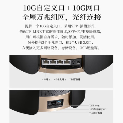 TP-LINK【盛世系列】AX7800三频Wi-Fi6无线路由器 智能游戏万兆路由Mesha31