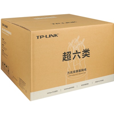 TP-LINK超六类双屏蔽网线 CAT6A类双绞线工程家装万兆抗干扰纯铜网络监控布线无氧铜箱线305米蓝a31