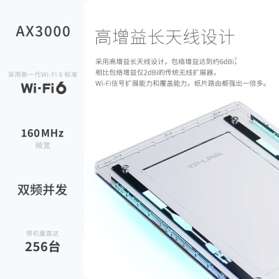 TP-LINK 纸片路由 AX3000满血WiFi6千兆无线路由器 5G双频Mesh 3000M无线速率 易展子路由a31