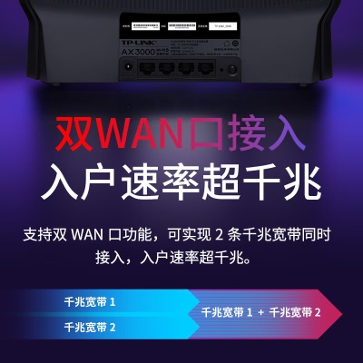 TP-LINK 玄鸟AX3000满血WiFi6千兆无线路由器 5G双频 Mesh 3000M无线速率 支持双宽带接入a31