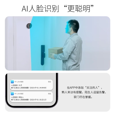 TP-LINK 智能电子猫眼摄像头可视门铃带显示屏 300万高清家用防盗门口监控无线wifi手机远程视频查看 DB635Aa31