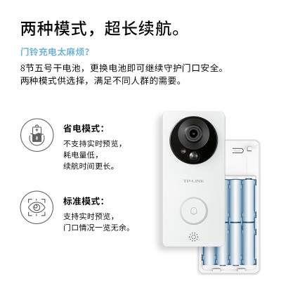 TP-LINK 可视门铃摄像头家用监控 智能门铃对讲电子猫眼 无线wifi手机远程访客识别视频通话超清夜视a31