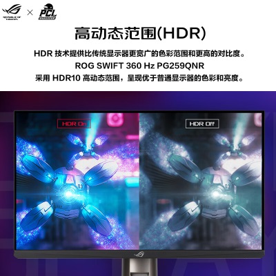 华硕 玩家国度ROG 24.5英寸电竞显示器 原生360Hz F-IPS HDR NVidia延迟分析器 C型夹钳 PG259QNR超梦 25a34