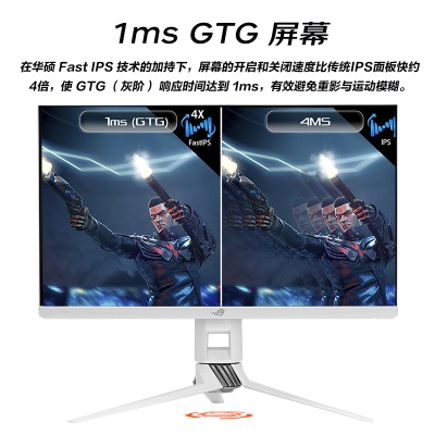 华硕ROG 27英寸电竞显示器白色 游戏 2K Fast IPS 1ms灰阶 超频170Hz G-SYNC兼容 HDR400a34