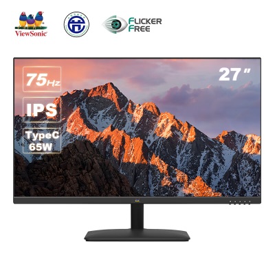 优派 27英寸 办公显示器 75Hz Type-C 65W反向充电 IPS硬屏 可壁挂 节能 电脑显示器a37