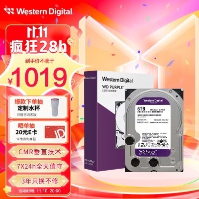 西部数据 台式机机械硬盘 WD Blue 西数蓝盘 6TB 5400转 256MB SATAa36