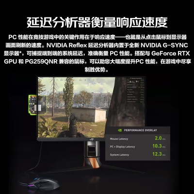 华硕 玩家国度ROG 24.5英寸电竞显示器 原生360Hz F-IPS HDR NVidia延迟分析器 C型夹钳 PG259QNR超梦 25a34