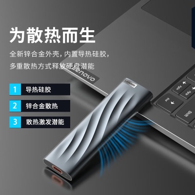 联想(Lenovo)512G 移动固态硬盘（PSSD）PS9 Type-C USB3.2 双接口 金属移动硬盘 高速Nvmea38