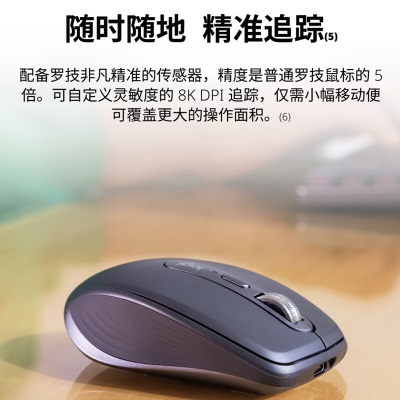 罗技（Logitech）MX Anywhere 3S 静音鼠标 无线蓝牙双模鼠标 商务办公 便携鼠标 快充长续航a41