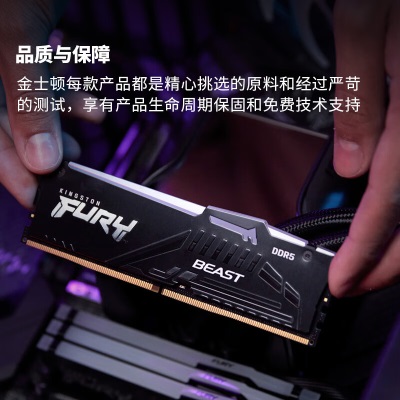 金士顿 (Kingston) FURY 16GB DDR5 6000 台式机内存条 Beast野兽系列 RGB灯条 骇客神条a43