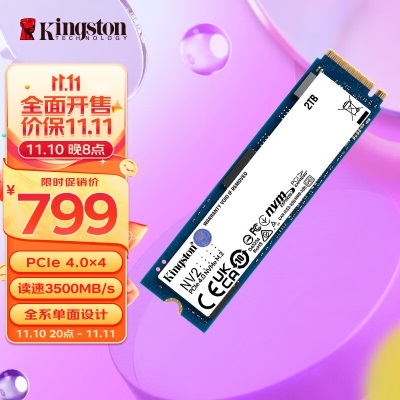 金士顿(Kingston) 2TB SSD固态硬盘 M.2接口(NVMe协议 PCIe 4.0×4)a43