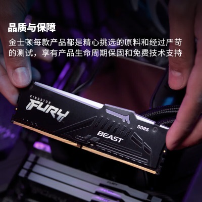 金士顿 (Kingston) FURY 64GB(32G×2)套装 DDR5 5600 台式机内存条 Beast野兽系列 RGB灯条a43