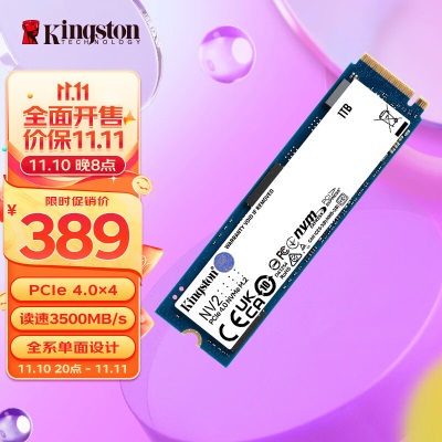 金士顿(Kingston) 1TB SSD固态硬盘 M.2接口(NVMe协议 PCIe 4.0×4)a43