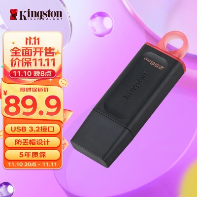 金士顿（Kingston）256GB USB3.2 Gen1 U盘 DTMC3G2 银色金属 迷你型车载U盘a43